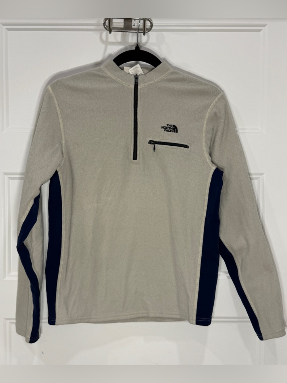 VTG The North Face Quarter Zip Fleece Mens Small Beige Lightweight Pullover